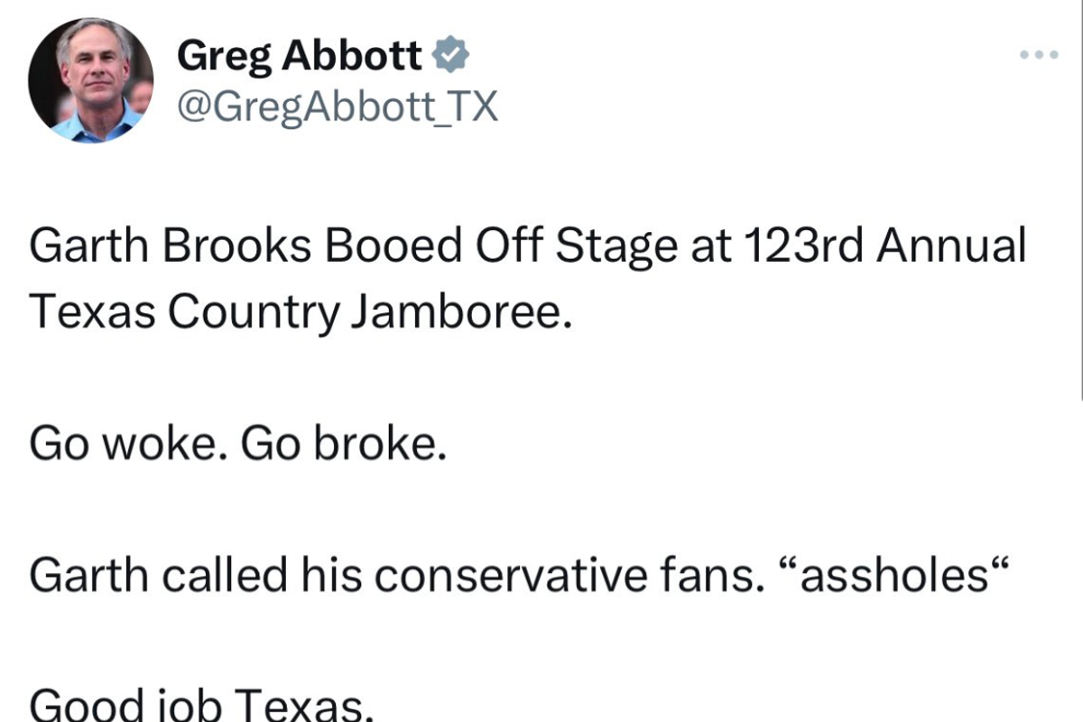 Greg Abbott mocked after falling for hoax story about Garth Brooks ...
